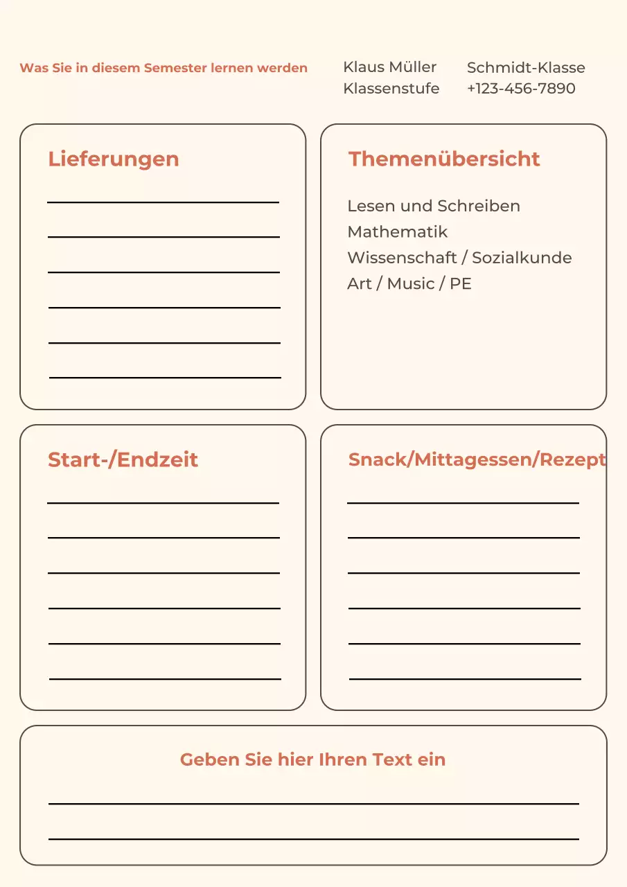 Beiges minimalistisches Schulplaner-Poster
