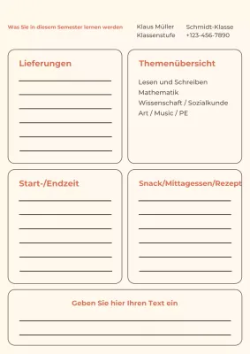 Beiges minimalistisches Schulplaner-Poster