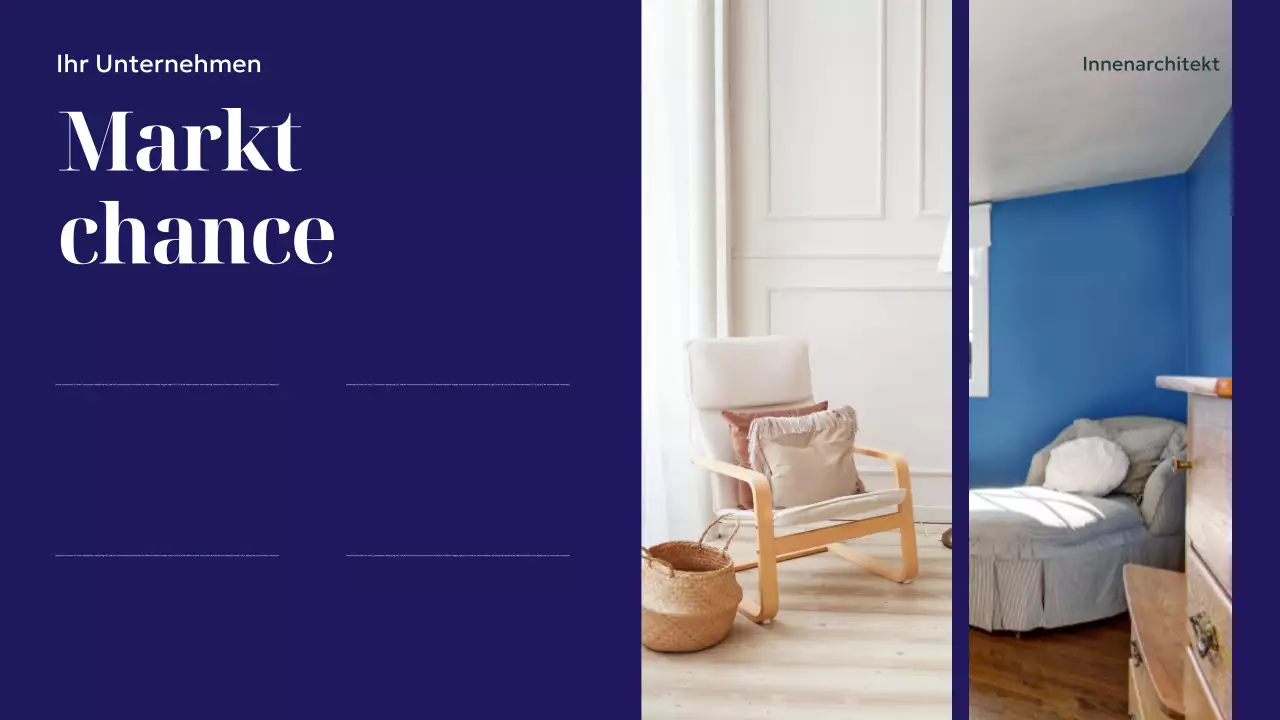 Marineblaue Präsentation für modernes Innendesign