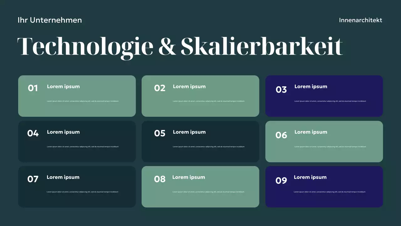 Marineblaue Präsentation für modernes Innendesign