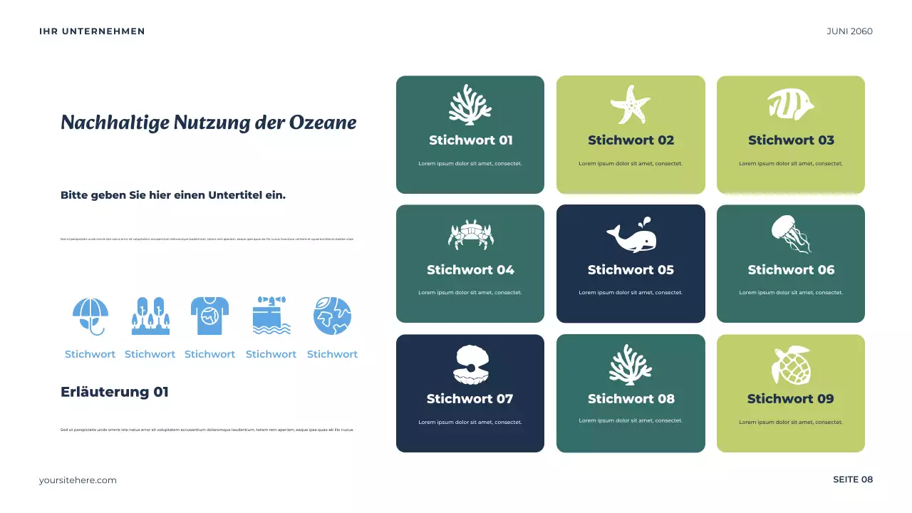 Blauer minimalistischer Ozean Präsentation