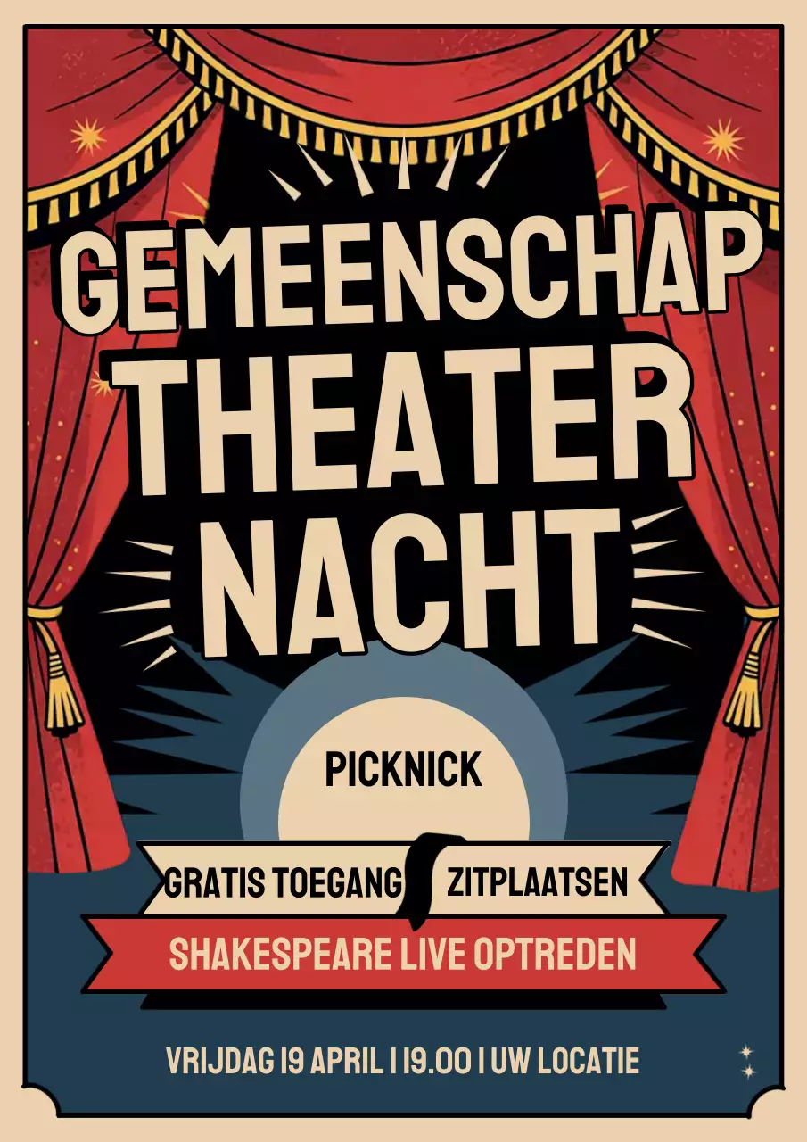 Rode vintage theaterevenementposter