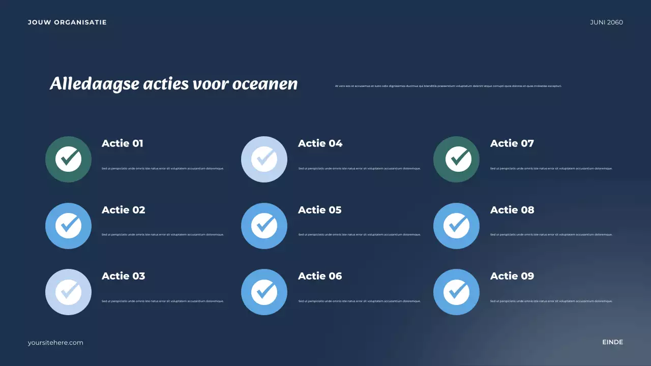 Presentatie van de Blauwe Minimalistische Oceaan