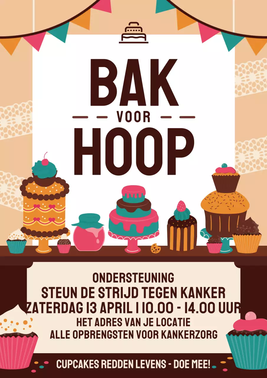 Beige Retro Bake Sale Promotie Poster