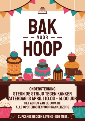 Beige Retro Bake Sale Promotie Poster
