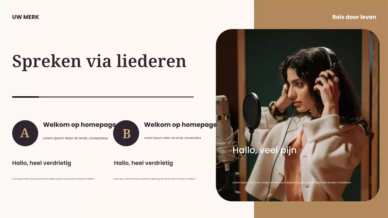 Presentatie van moderne muziek in zwart en blauw