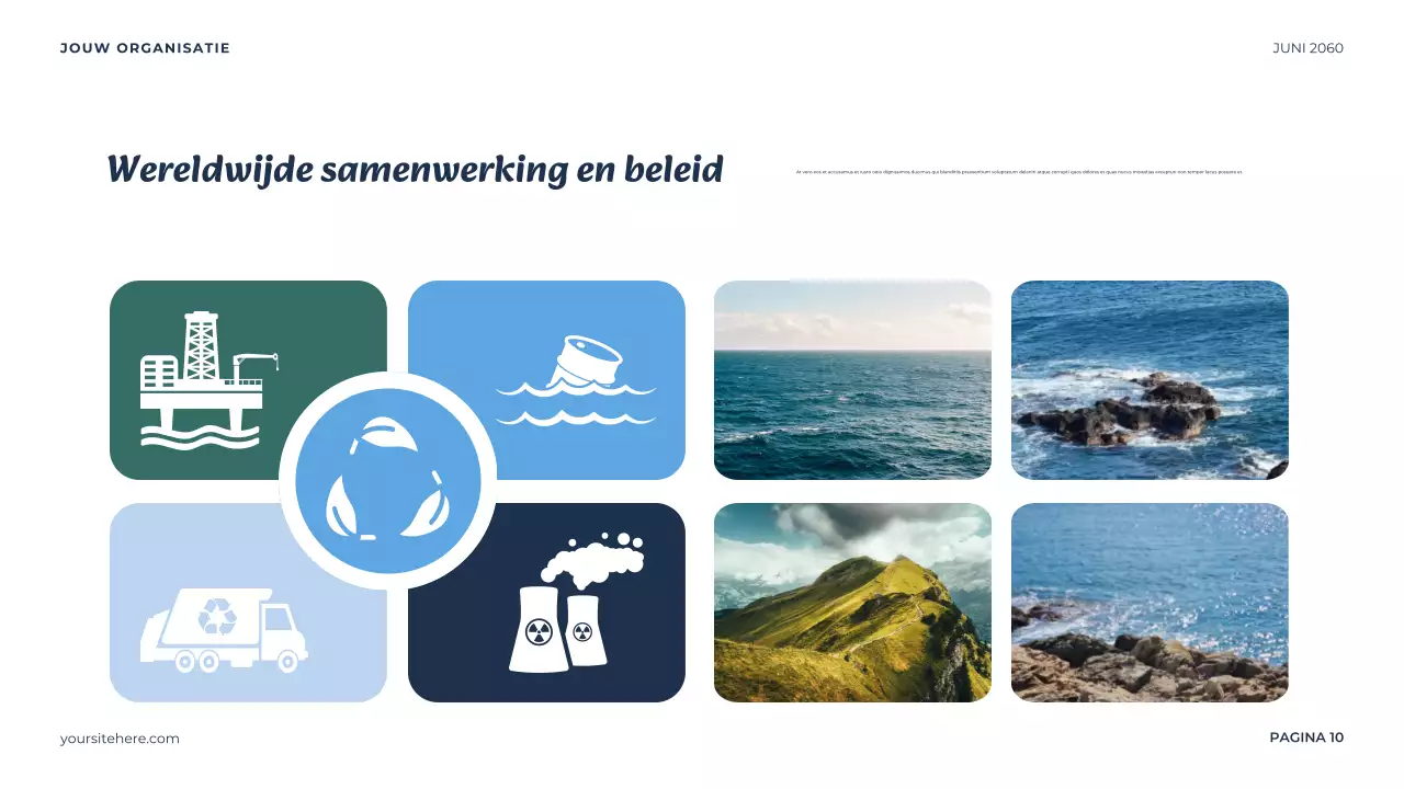 Presentatie van de Blauwe Minimalistische Oceaan