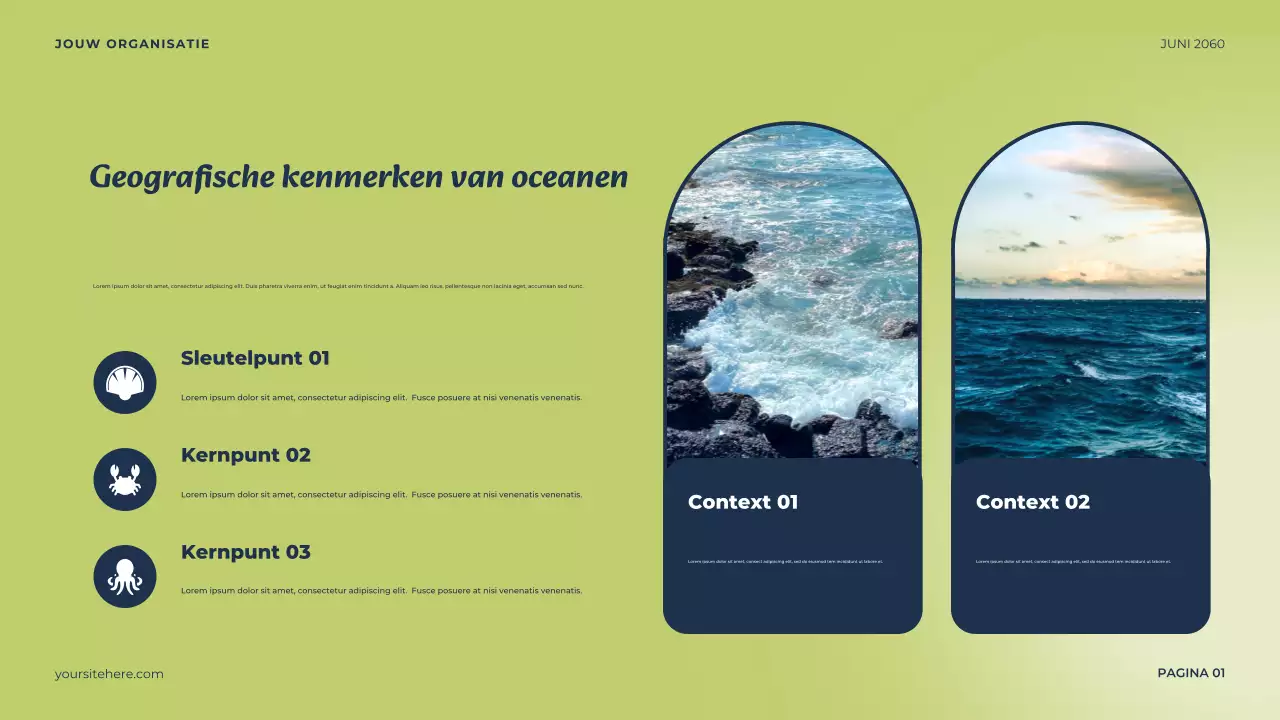 Presentatie van de Blauwe Minimalistische Oceaan