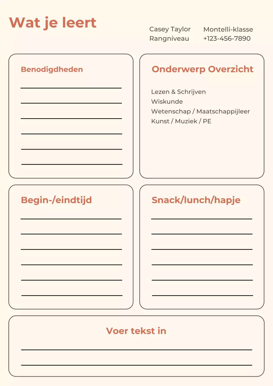 Beige minimalistische schoolplannerposter