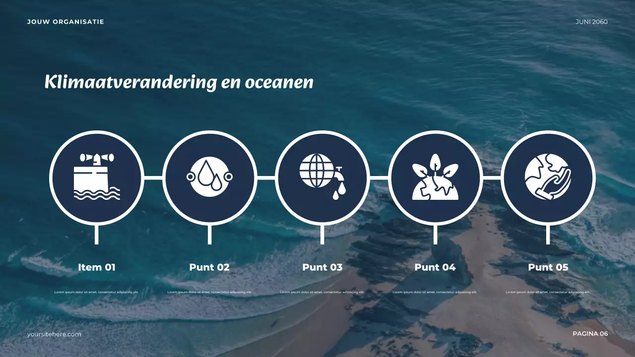 Presentatie van de Blauwe Minimalistische Oceaan