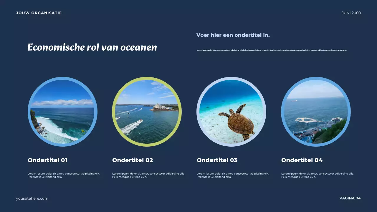 Presentatie van de Blauwe Minimalistische Oceaan