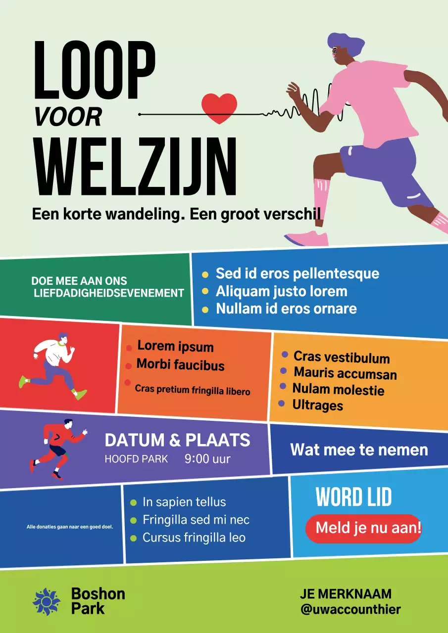Kleurrijke moderne poster voor aankondiging liefdadigheidsevenement