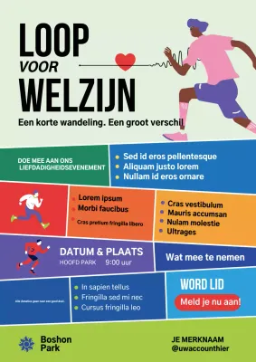 Kleurrijke moderne poster voor aankondiging liefdadigheidsevenement