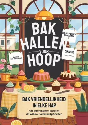 Gele vintage bakverkoop promotieposter