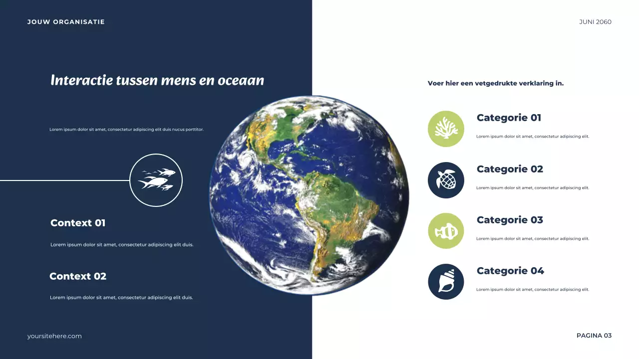 Presentatie van de Blauwe Minimalistische Oceaan
