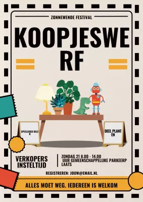 Beige Retro Yard Sale Aankondiging Poster