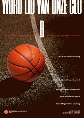 Bruine moderne basketbalwervingsposter