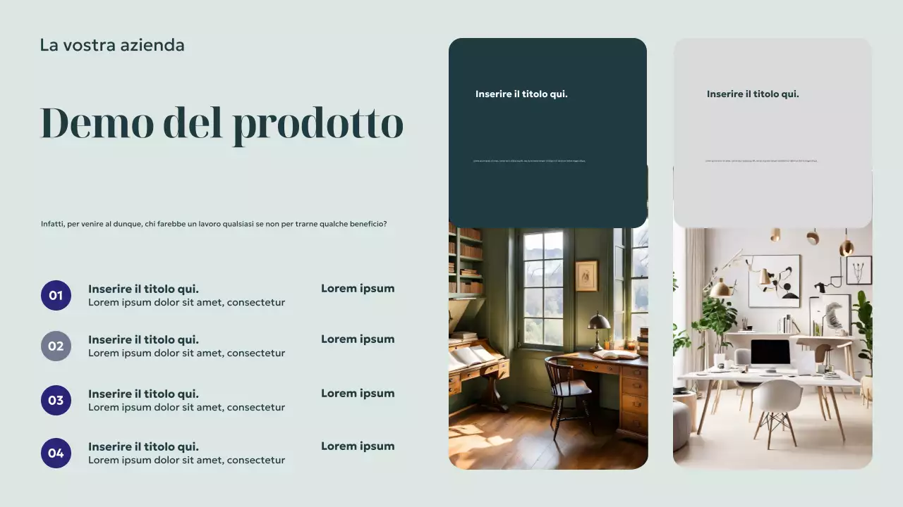 Presentazione del design degli interni moderni della Marina