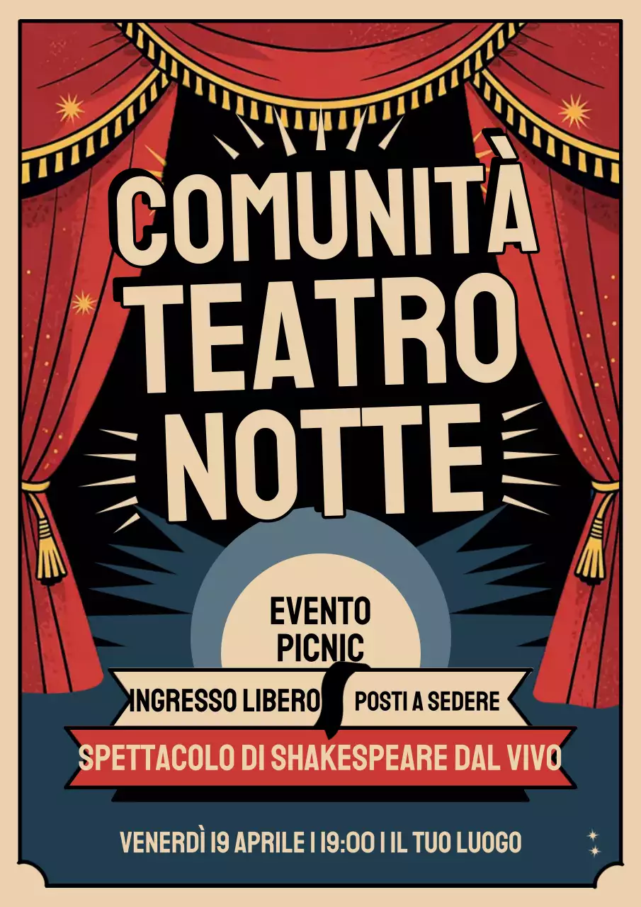 Manifesto dell'evento teatrale vintage rosso