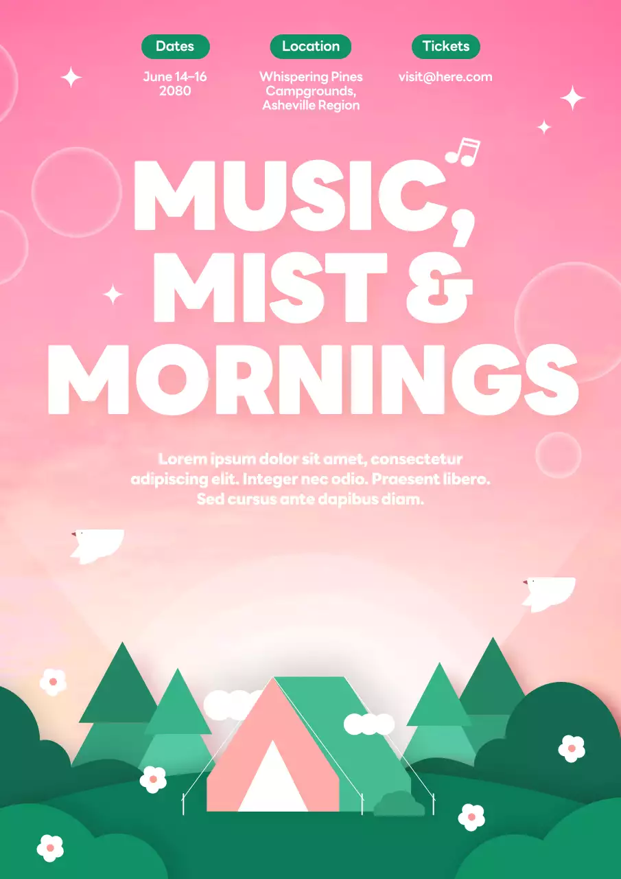 Pink Retro Music Event Announcement Poster