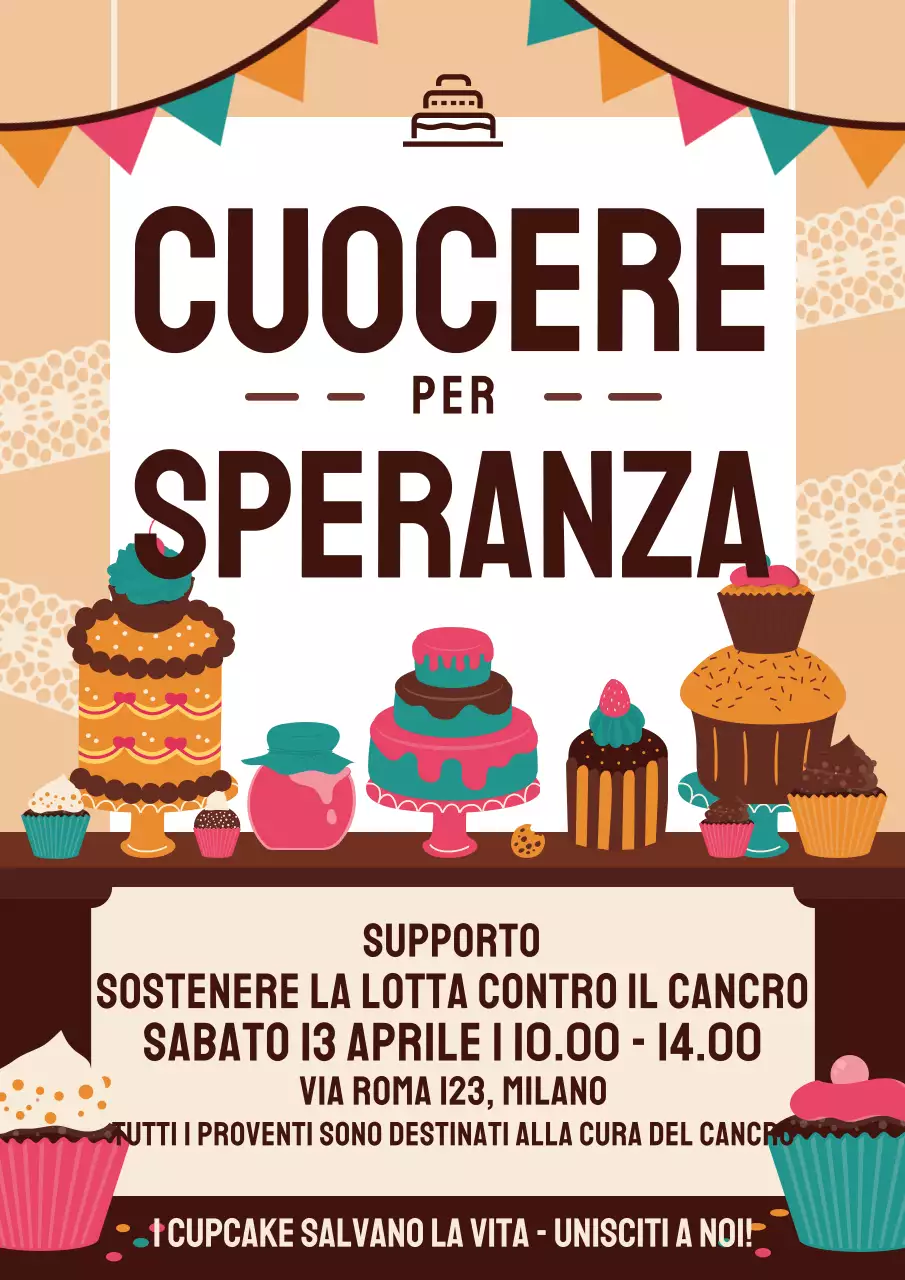 Poster promozionale per la vendita di dolci retrò beige