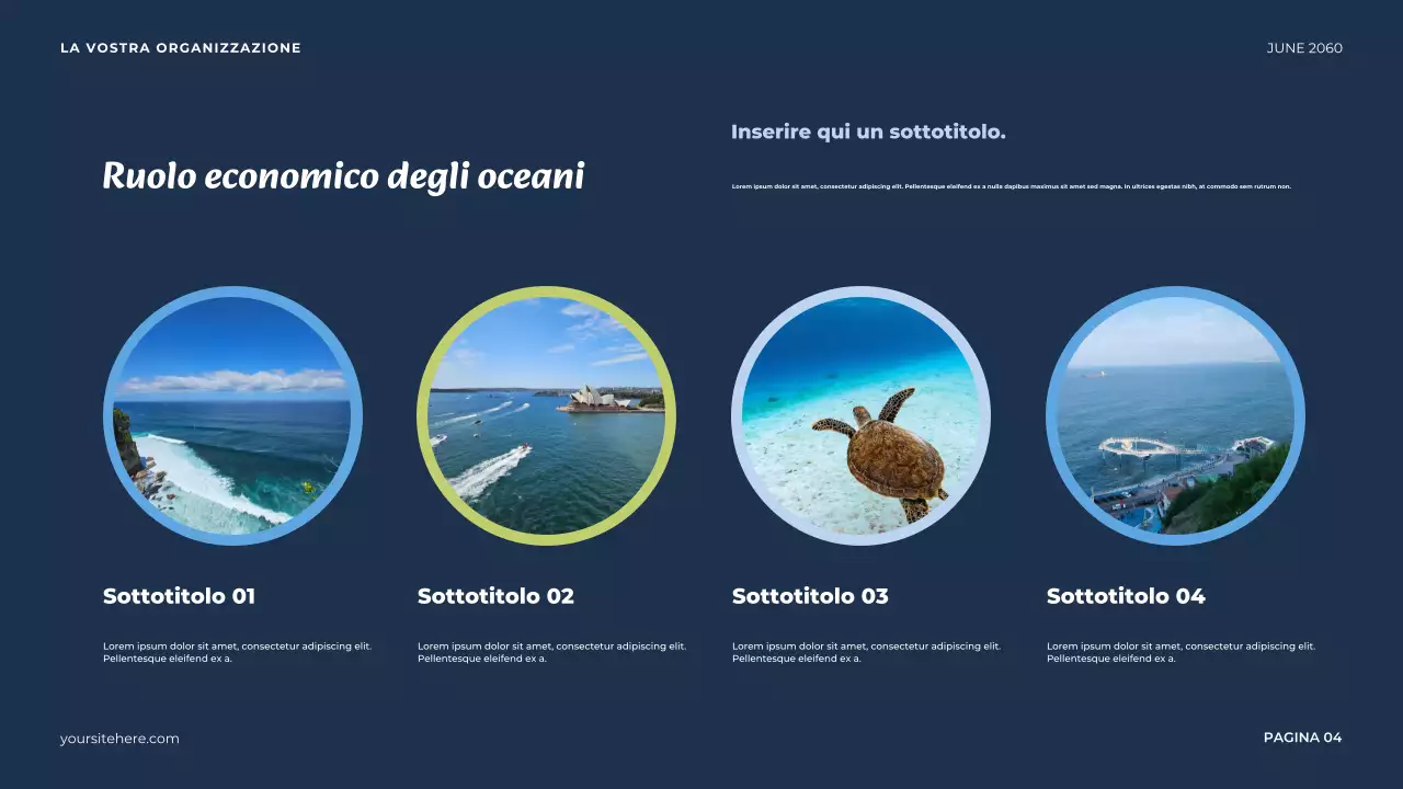 Presentazione minimalista dell'oceano blu