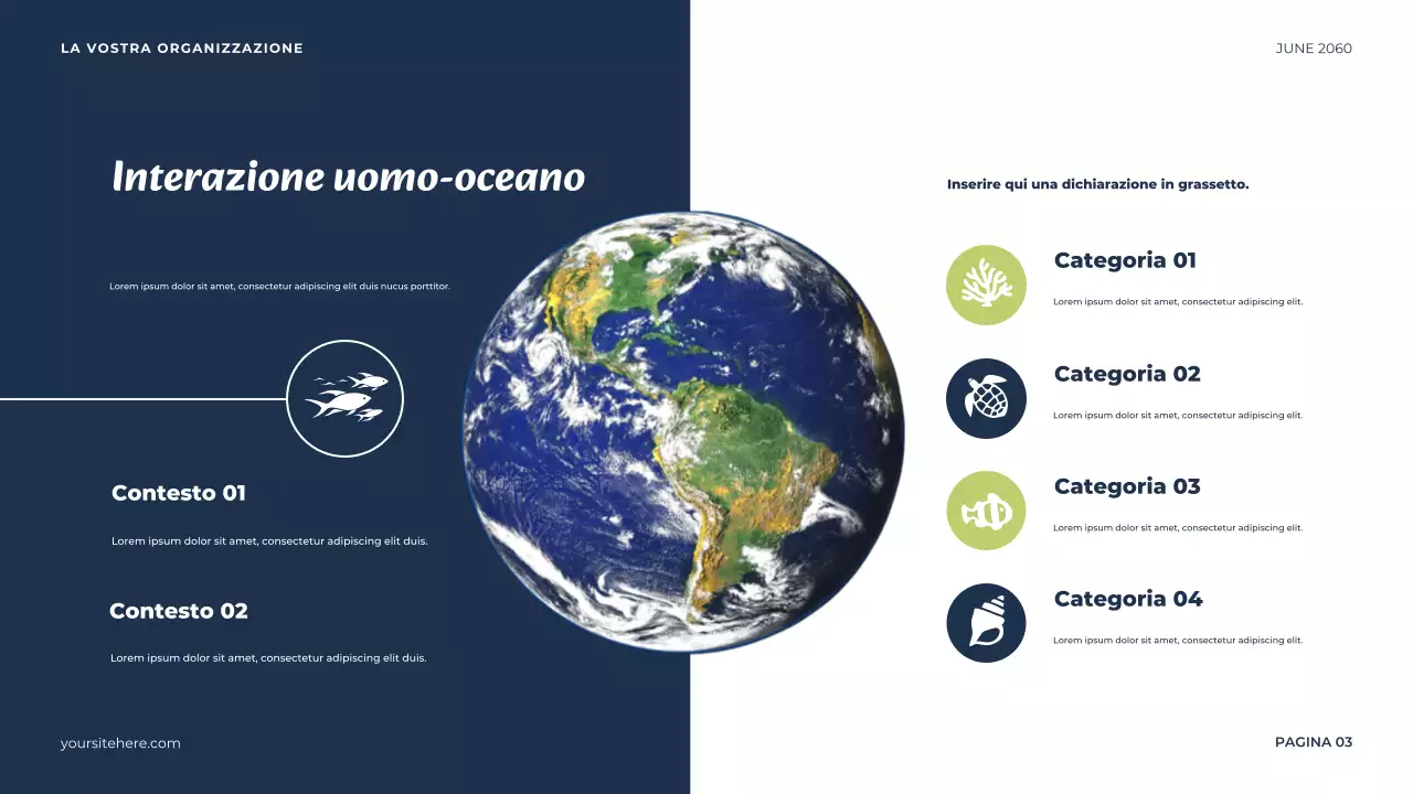 Presentazione minimalista dell'oceano blu