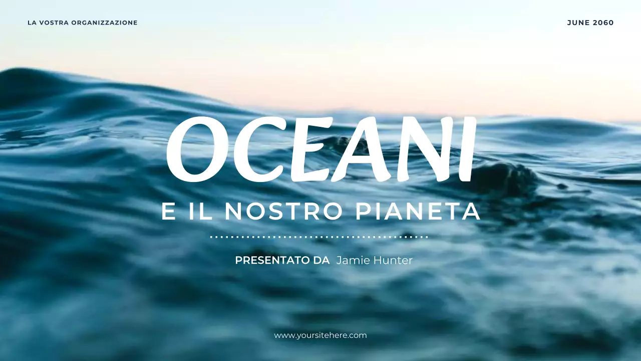 Presentazione minimalista dell'oceano blu