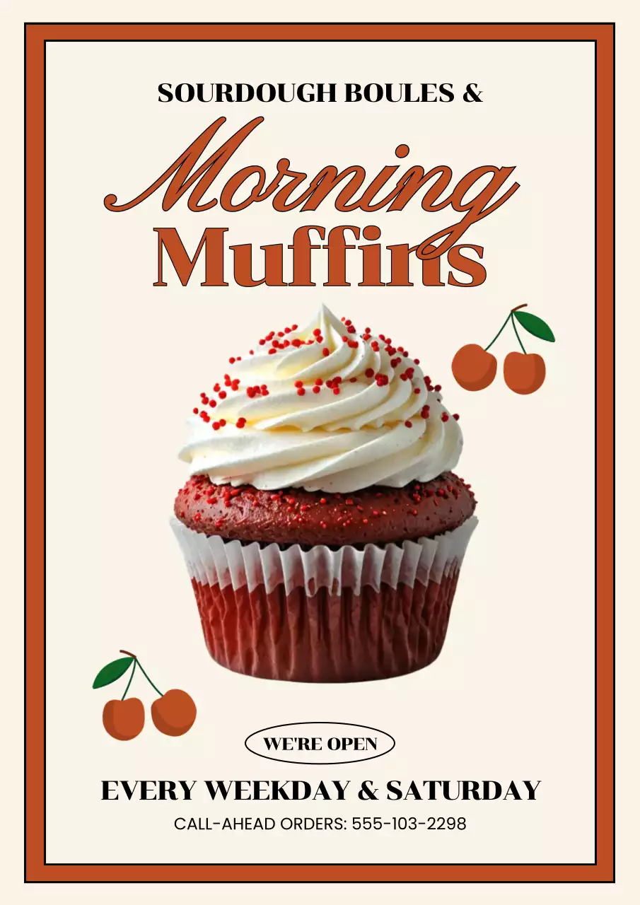 Red Vintage Bakery Advertisement Poster