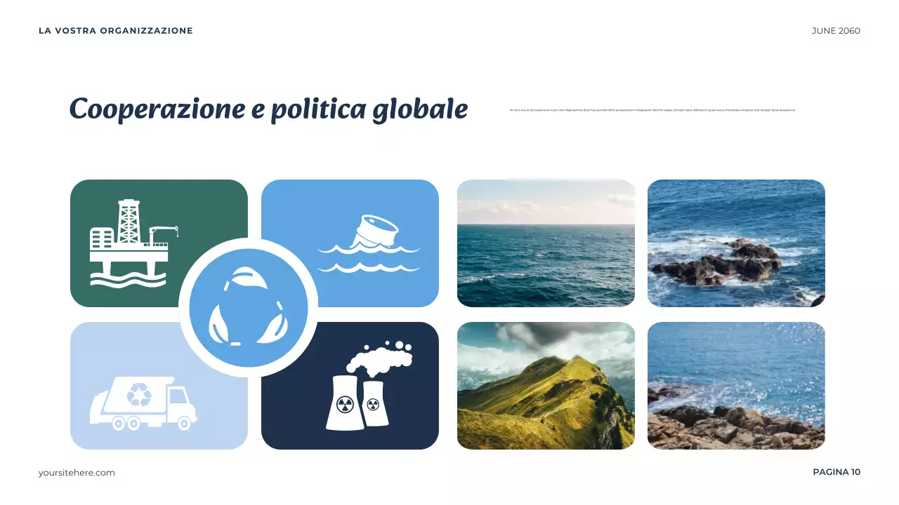 Presentazione minimalista dell'oceano blu