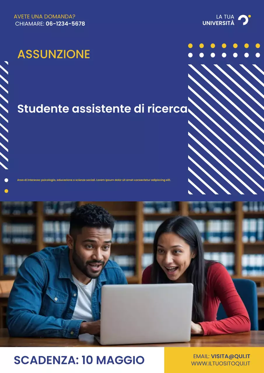 Poster di ricerca geometrica semplice blu navy e giallo per studenti universitari