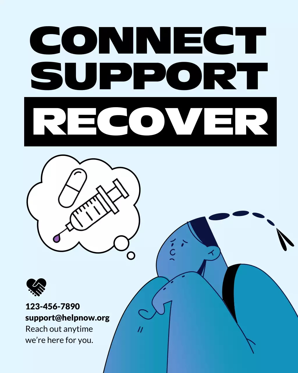 블루 미니멀 약물 남용 지원 공지 인스타그램 게시물