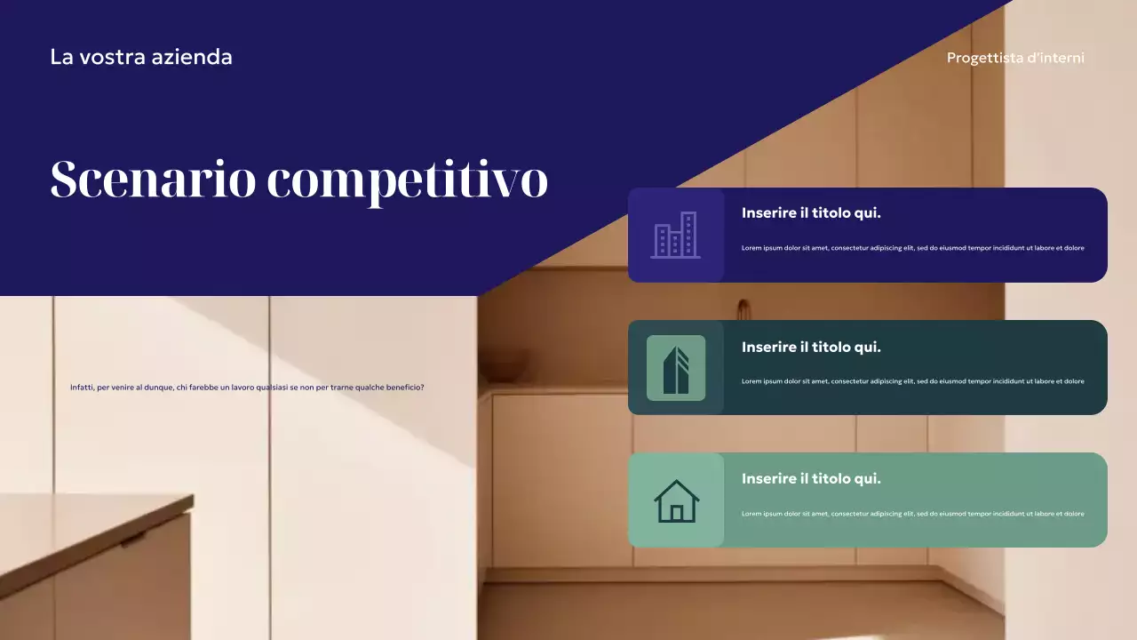 Presentazione del design degli interni moderni della Marina