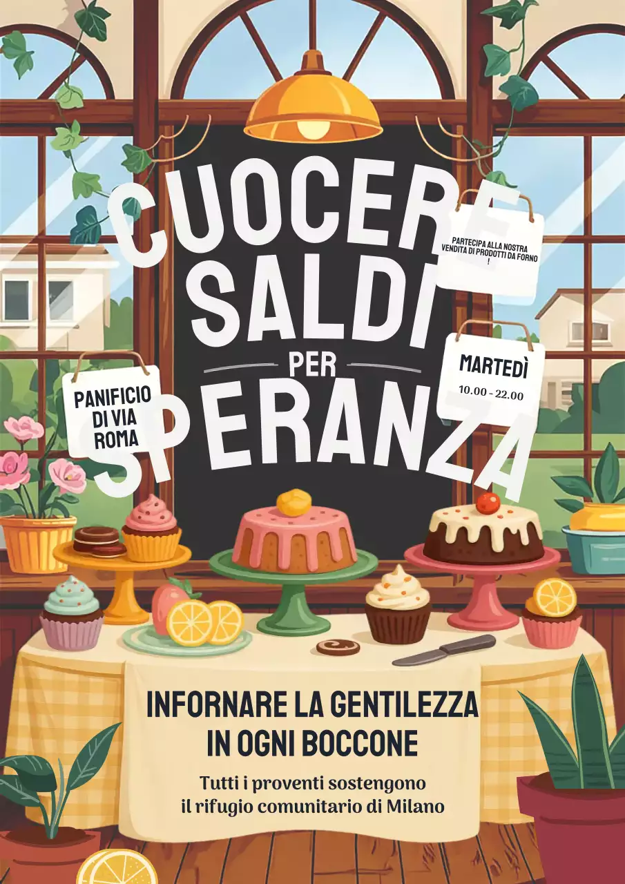 Manifesto promozionale per la vendita di dolci vintage gialli