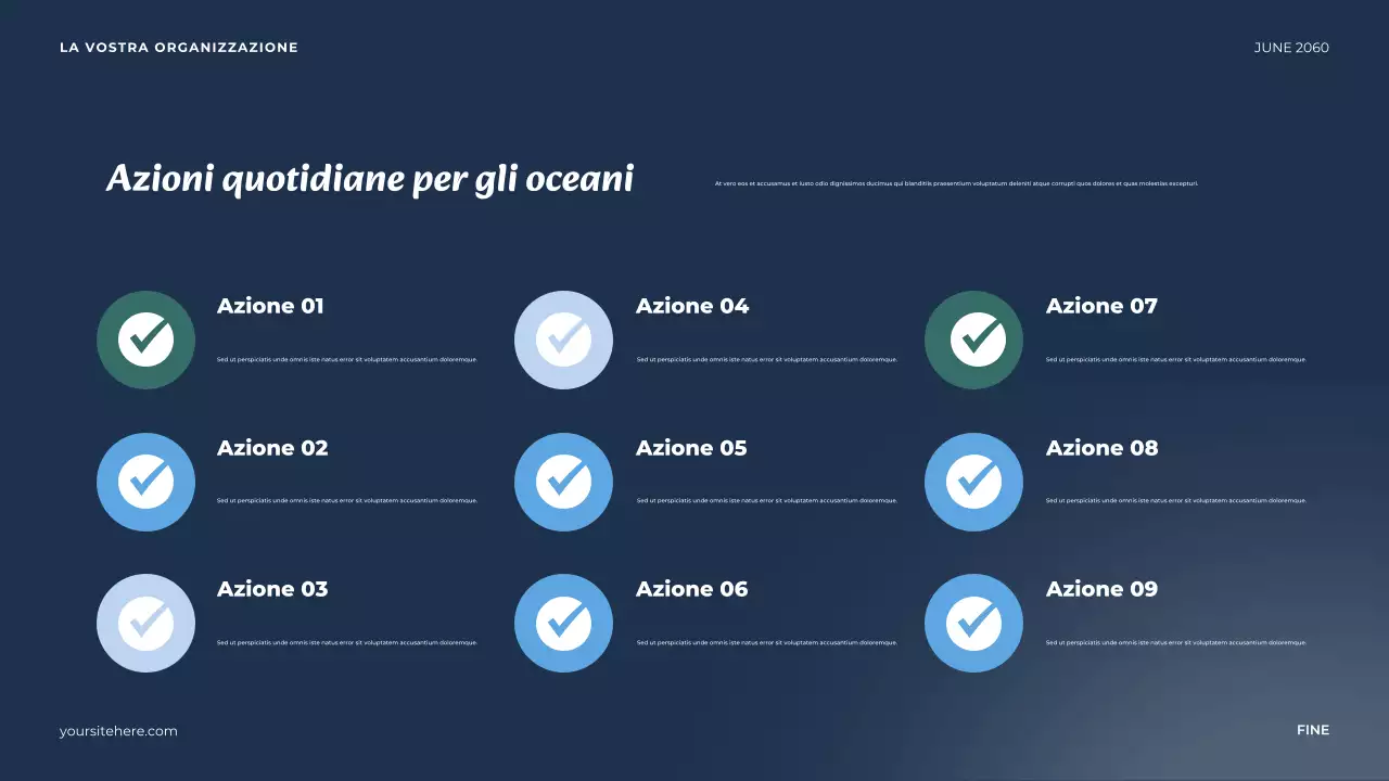 Presentazione minimalista dell'oceano blu