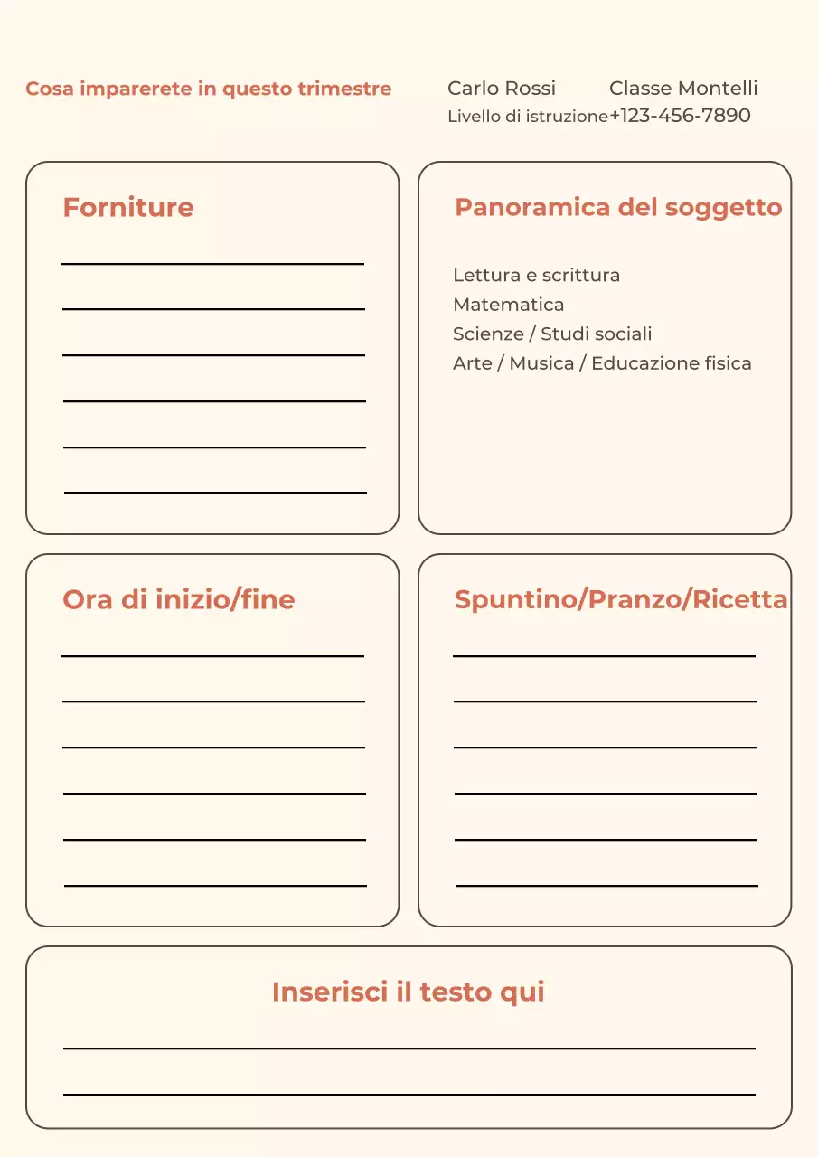Poster minimalista beige per l'agenda scolastica