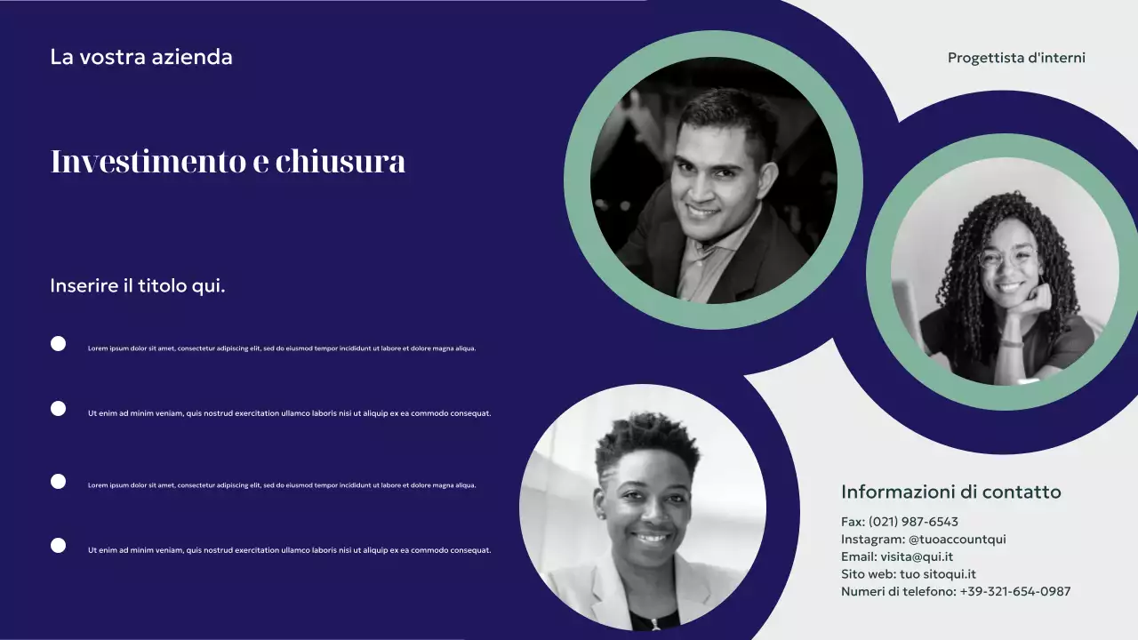 Presentazione del design degli interni moderni della Marina