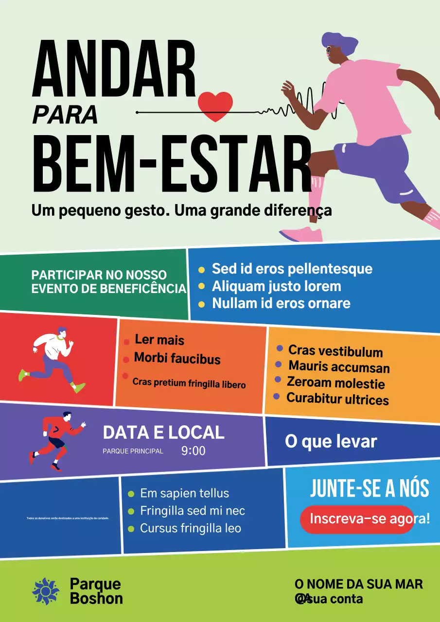 Cartaz de anúncio de evento beneficente moderno e colorido