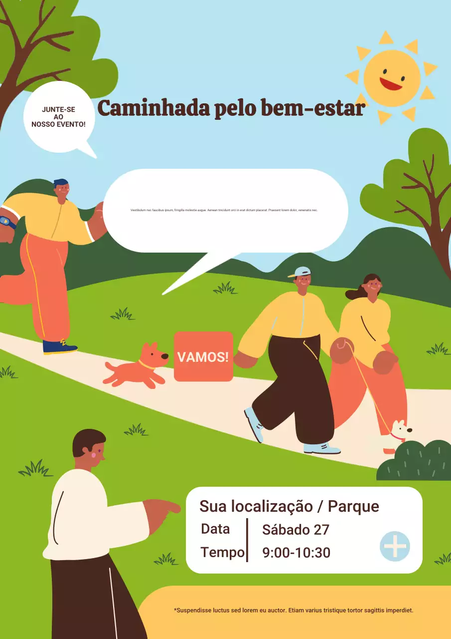 Cartaz colorido e moderno para promoção de eventos de bem-estar