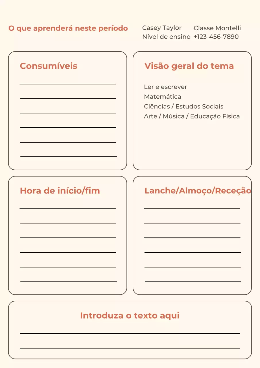Pôster de planejador escolar minimalista bege