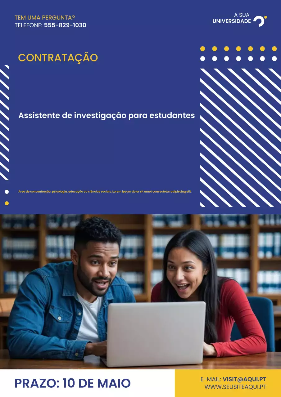 Pôster de estudo de pesquisa geométrica simples azul-marinho amarelo para estudantes universitários