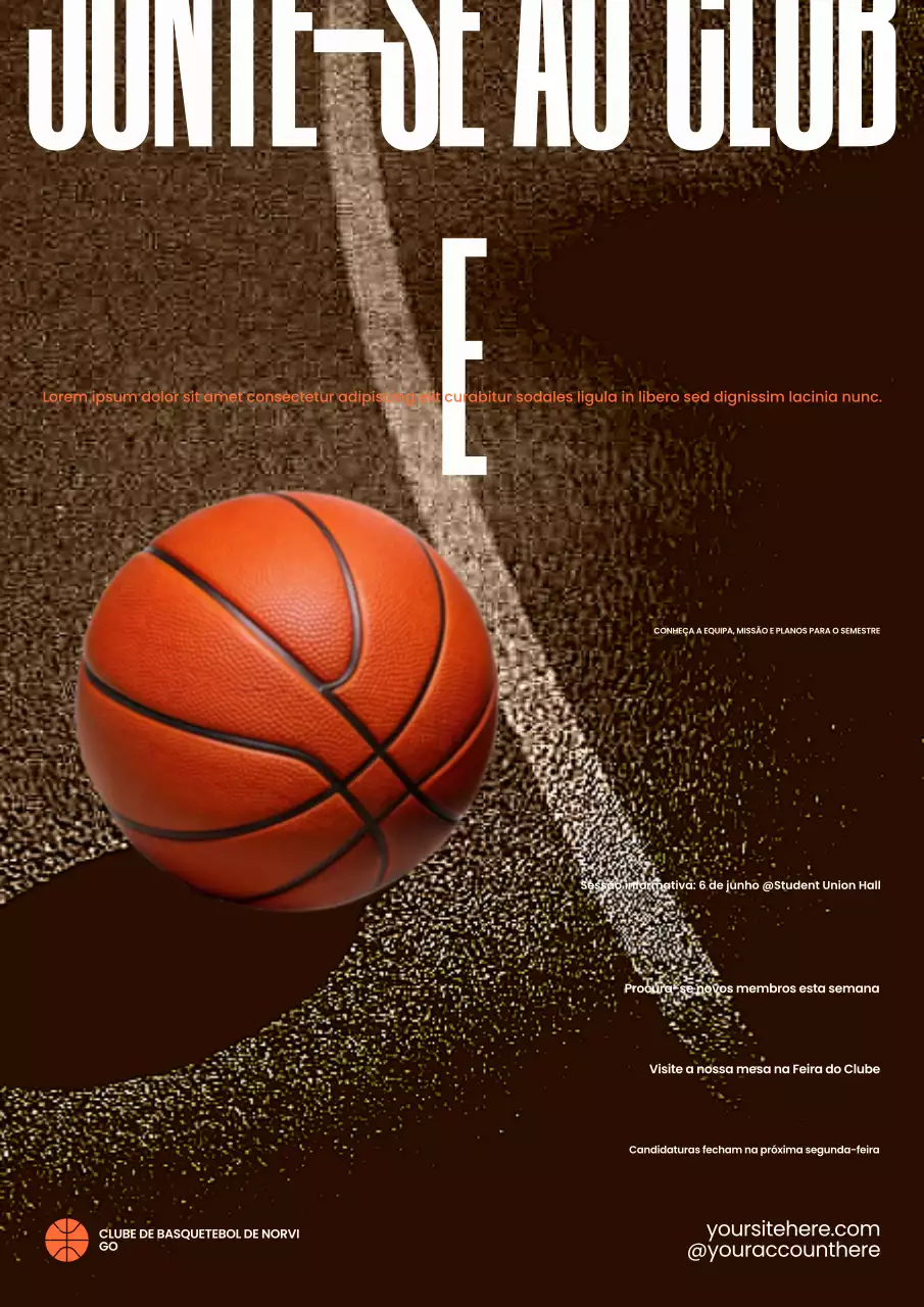Cartaz de recrutamento de basquete moderno marrom