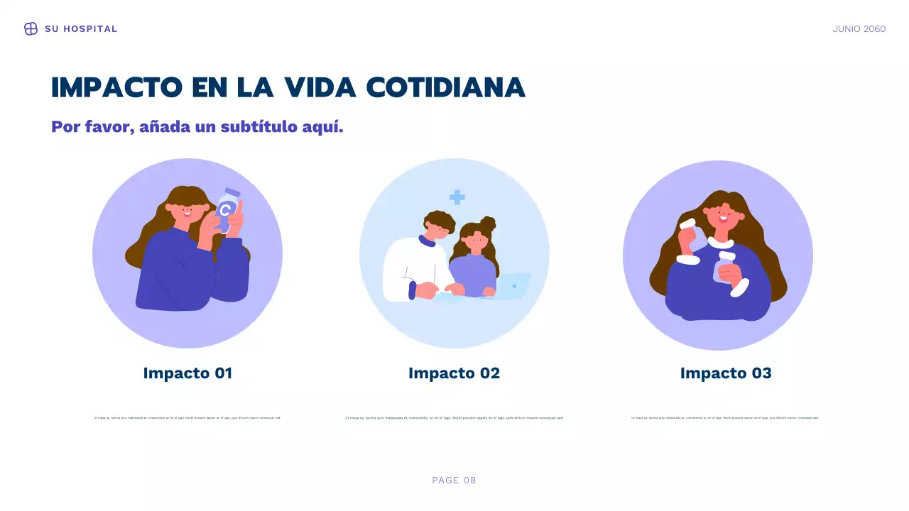 Presentación de información sobre salud moderna de Blue