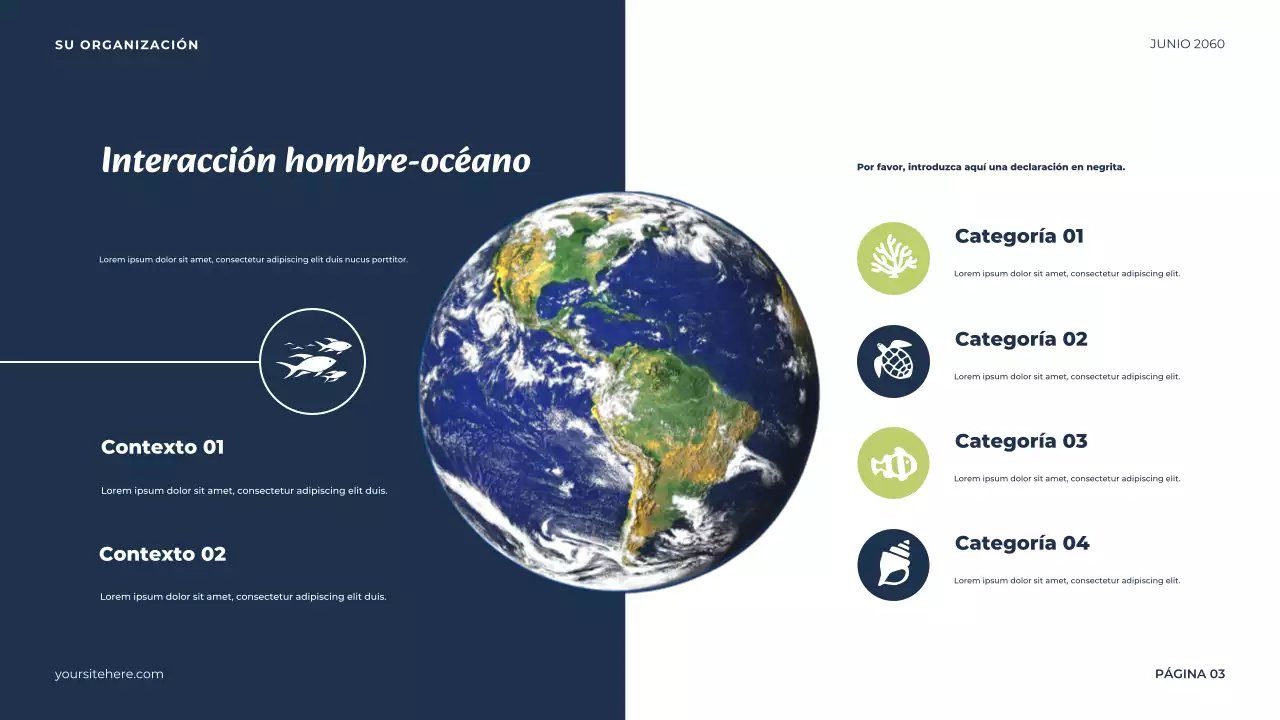 Presentación del océano minimalista azul