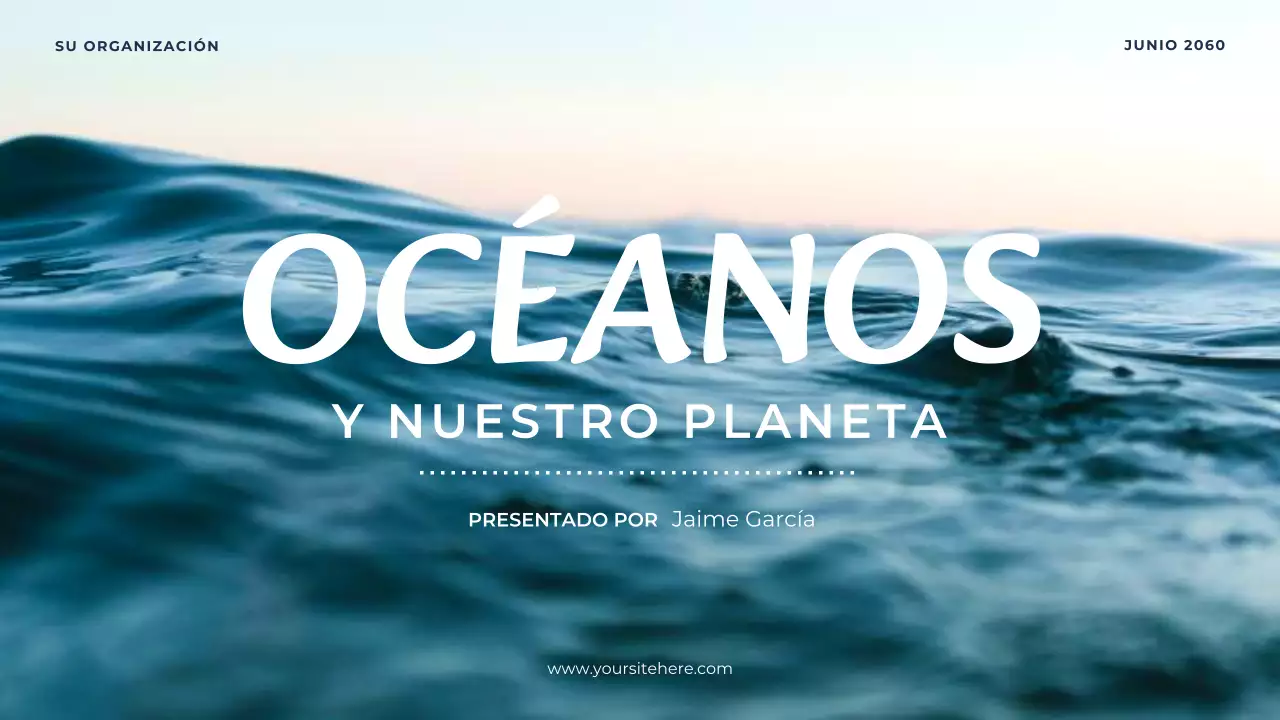 Presentación del océano minimalista azul