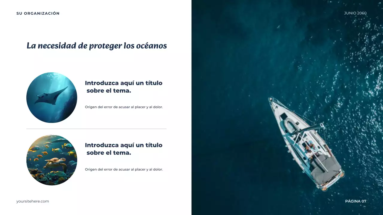 Presentación del océano minimalista azul