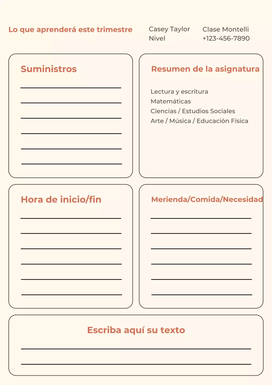 Póster minimalista beige para agenda escolar