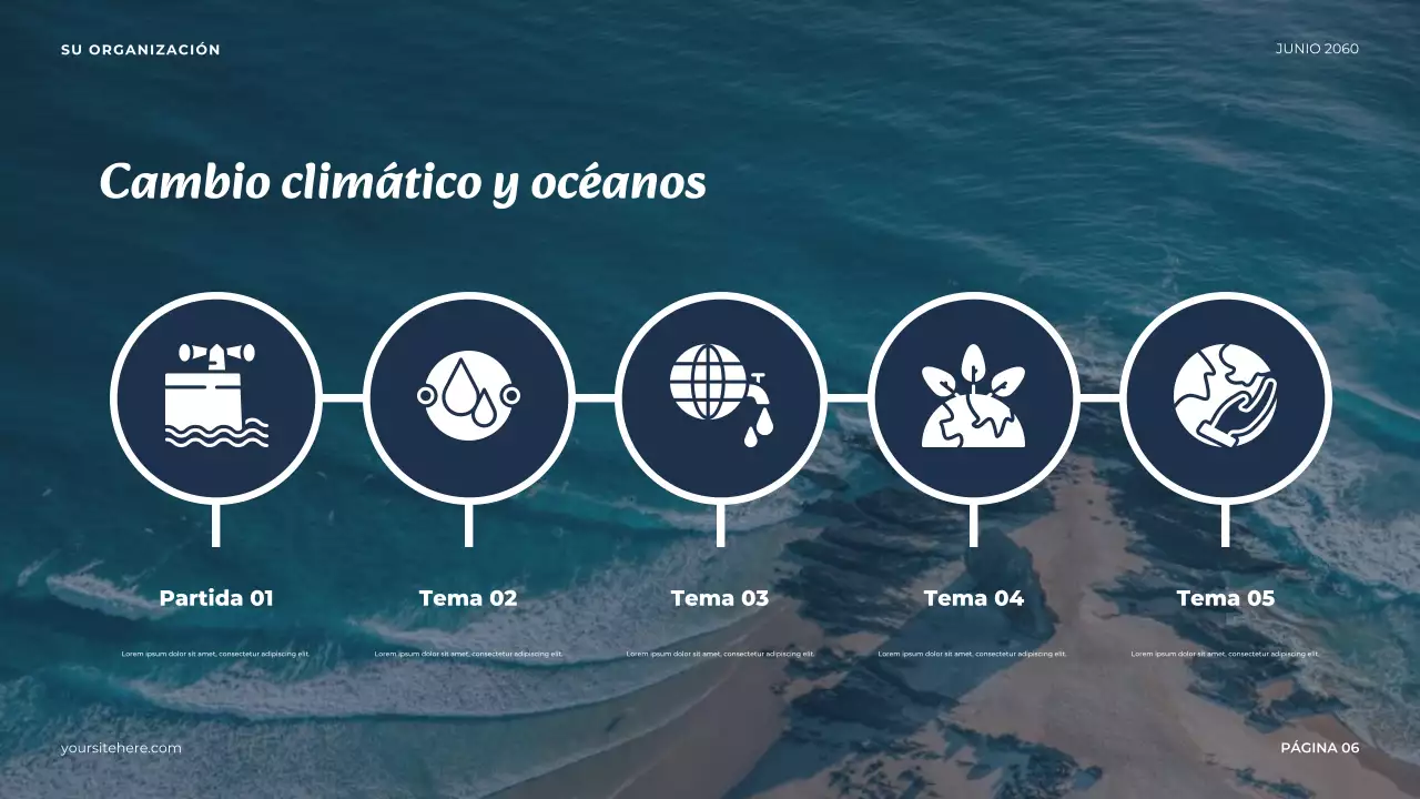 Presentación del océano minimalista azul