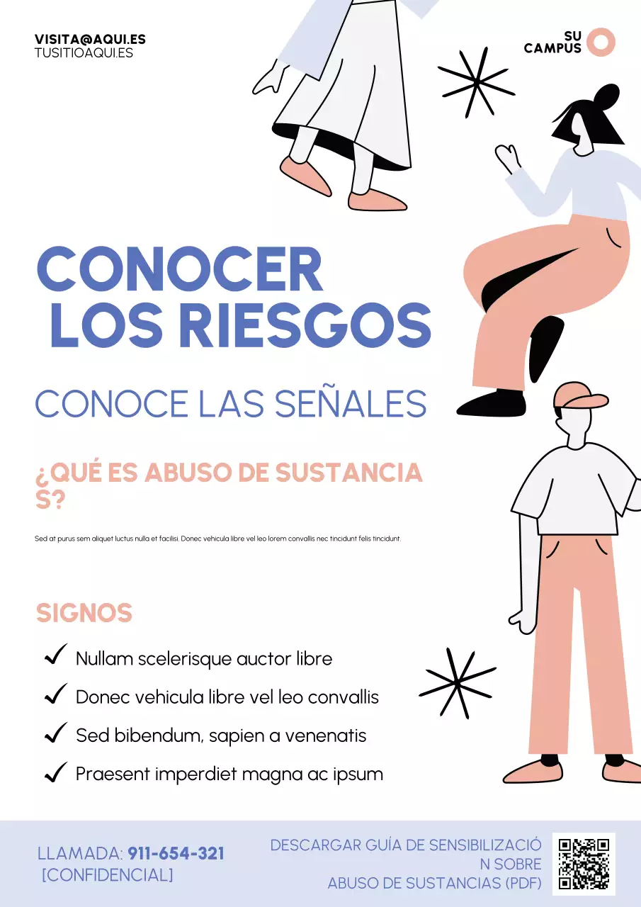 Póster de ilustración plana para comprender el abuso de sustancias y concientizar a los estudiantes.