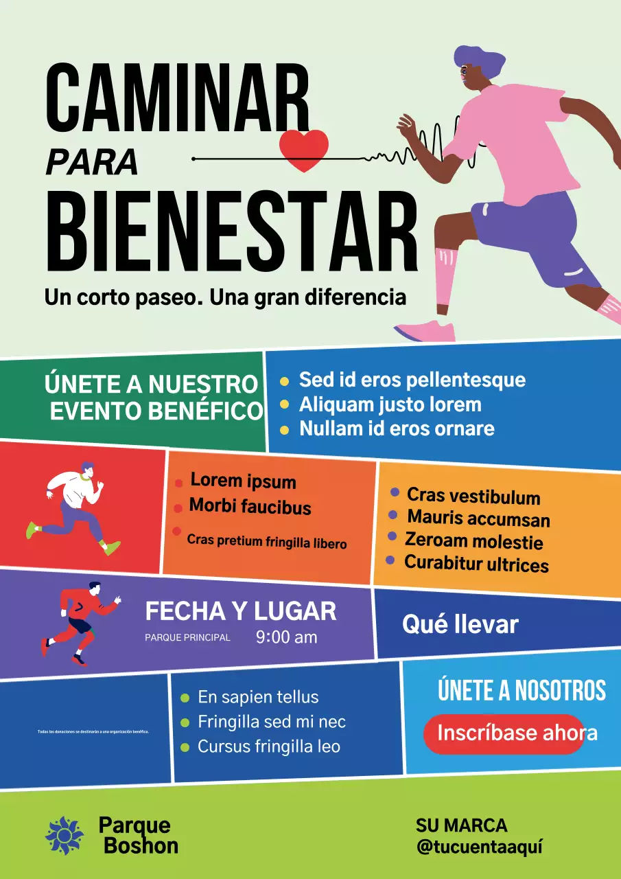 Cartel moderno y colorido para anunciar un evento benéfico